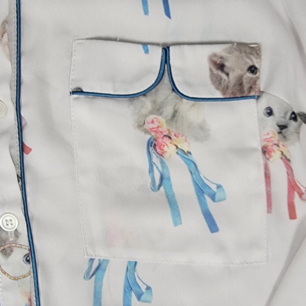 ASOS Vintage Retro Long Sleeve Button Down Kitten Blouse - 6 - Picture 5 of 9